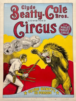AFFICHES ANCIENNES - Publicité -Clyde Beatty-Cole Bros. Circus – R. Butler – [1950]