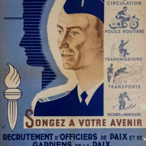 AFFICHES ANCIENNES - Publicité - Recrutement d&rsquo;Officiers de Paix – Faye – 1955