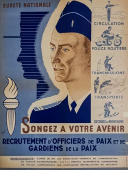 AFFICHES ANCIENNES - Publicité - Recrutement d&rsquo;Officiers de Paix – Faye – 1955
