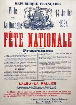 AFFICHES ANCIENNES - Cuisine et Boissons -Fête Nationale à La Rochelle – Deberny – 1934