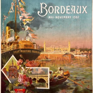 AFFICHES ORIGINALES - Tourisme - Bordeaux – Jos-Henri Ponchin – 1907