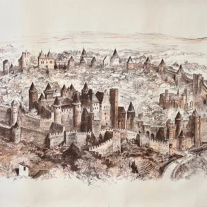 VINTAGE POSTERS - Tourism - City of Carcassonne (proof) – A. Robida – [1900]