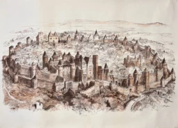 AFFICHES ANCIENNES - Tourisme -Cité de Carcassone (épreuve) – A. Robida – [1900]