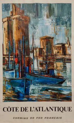 AFFICHES ANCIENNES - Tourisme -Côte de l&rsquo;Atlantique – La Rochelle – Larrieu – 1967