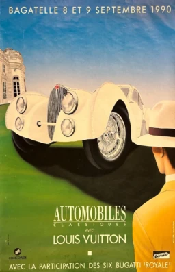 AFFICHES ORIGINALES - Publicité - Automobiles Classiques avec Louis Vuitton  –  Razzia  –  1990
