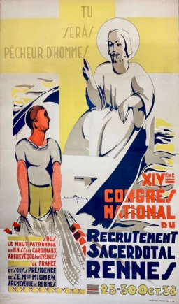 AFFICHES ORIGINALES - Publicité - Recrutement Sacerdotal de Rennes – Earin – 1938