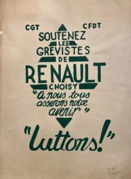 AFFICHES ORIGINALES - Mai 1968 - Affiche Ancienne Originale – Renault, Luttons ! – Anonyme – 1968