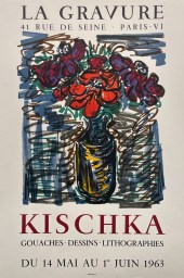 AFFICHES ANCIENNES - Beaux-Arts - Kischka à la Galerie La Gravure – Affiche Expo Litho Mourlot 1963