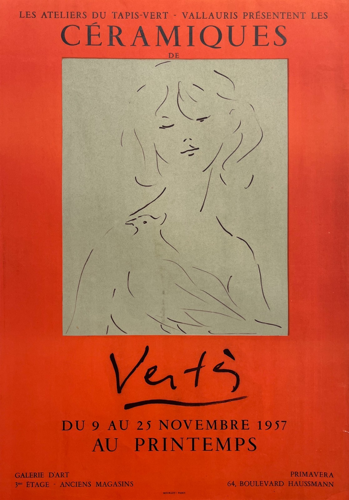 AFFICHES ANCIENNES - Beaux-Arts - Vertès à la Galerie Primavera – Affiche Expo Litho Mourlot 1957
