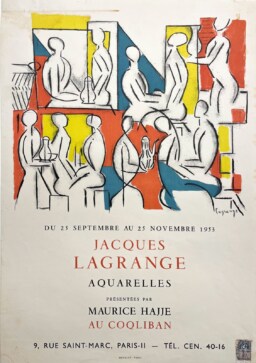 AFFICHES ORIGINALES - Spectacle & Évènements - Jacques Lagrange au Coqliban – Affiche Expo Litho Mourlot 1953