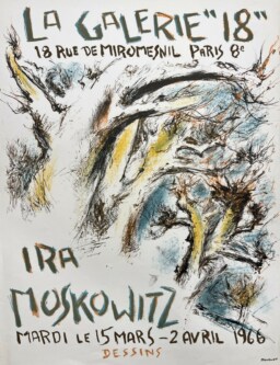 AFFICHES ANCIENNES - Beaux-Arts - Ira Moskowitz à la Galerie \\\18\\\ » – Affiche Expo Litho Mourlot 1966&Prime;
