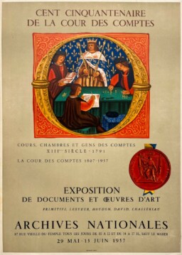AFFICHES ANCIENNES - Beaux-Arts - La Cour des Comptes aux Archives Nationales – Affiche Expo Litho Mourlot 1957