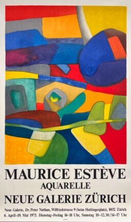 AFFICHES ANCIENNES - Beaux-Arts - Maurice Estève à la Neue Galerie Zürich – Affiche Expo Litho Mourlot 1973