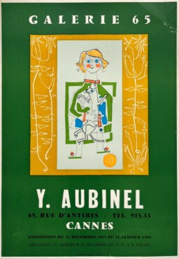 AFFICHES ANCIENNES - Beaux-Arts - Y. Aubinel à la Galerie 65, Cannes – Affiche Expo Litho Arnera-Vallauris 1959