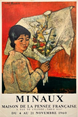 AFFICHES ORIGINALES - Spectacle & Évènements - A. Minaux à la Maison de la Pensée Française – Affiche Expo Litho Mourlot 1960