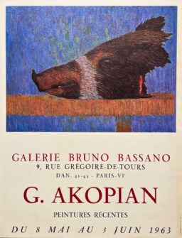 AFFICHES ORIGINALES - Spectacle & Évènements - Akopian à la Galerie Bruno Bassano – Affiche Expo Litho 1963