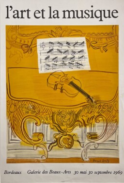 AFFICHES ORIGINALES - Spectacle & Évènements - L&rsquo;Art, la Musique aux Beaux-Arts de Bordeaux – Affiche Expo Litho Mourlot 1969